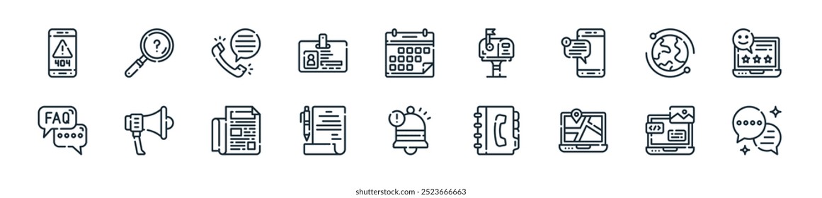 Perfecto para diseños de interfaz de usuario lineal con chats de Vector, Plantilla, agenda telefónica, notificaciones, contratos, periódicos y más íconos para App móviles y de Web.