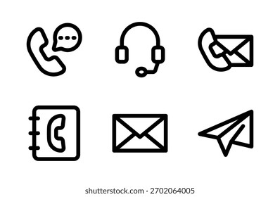 Moderno conjunto de iconos para proyectos de comunicación y diseño de Asistencia, Colección de ilustración de mensajes para conceptos de conexión de Servicio al cliente y negocios
