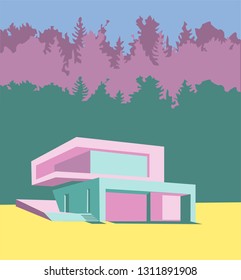 modern container house cottage  vector  isolated