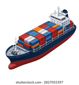 Modern container vessel carrying multicolored shipping containers