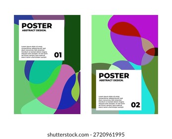 Moderno conjunto de póster Abstractas contemporáneo con vibrantes ondas líquidas geométricas