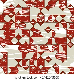 Modern Contemporary Art Minimal Absract Geometric Pattern with Graphic Geometric Flowing Shapes Elements of Squares, Circles, Semicircles and Melting Strocks, Biomorphic Organic Template