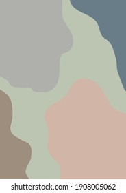 Afiche artístico contemporáneo moderno. Ilustración minimalista abstracta con formas irregulares con colores de tendencia. Decoración estética de las paredes en tonos pastel.