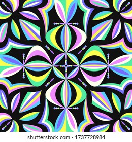 modern contemporary floral geometric switching colorful pattern on black