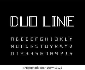 Modern contemporary font. Thin line sleek minimal vector design