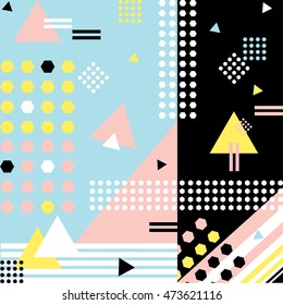 Modern contemporary geometric pattern in colorful memphis style