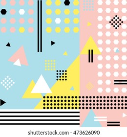 Modern contemporary geometric pattern in colorful memphis style