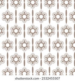 A modern and contemporary pattern featuring a repetitive arrangement of concentric circles and vertical lines. The design evokes a sense of sleekness and sophistication with its minimalist aesthetic.