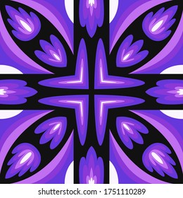 modern contemporary purple floral pattern on black