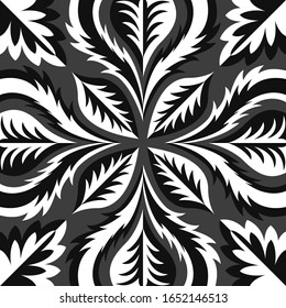 modern contemporary switching black and white leaves pattern on grey