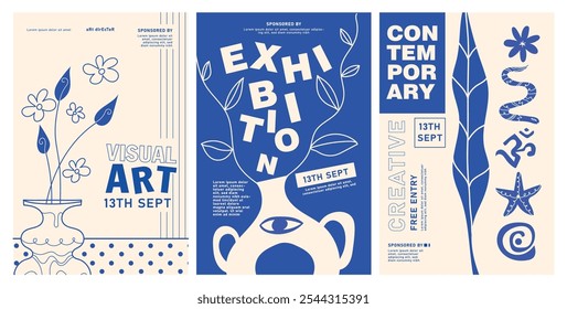 Modernes zeitgenössisches Typografie-Poster mit abstrakten, retro-Vektorformen. Perfekt für Banner, Festivalplakate oder minimalistische Cover-Designs im brutalistischen Kunststil, Kunstausstellung und vielem mehr