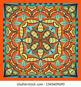 modern contemporary vintage orange and blue pattern