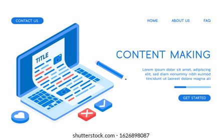Modern Content Making vector isometric illustration. 