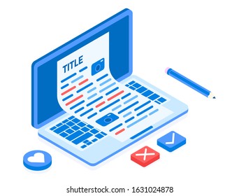 Modern Content Making vector isometric illustration. 