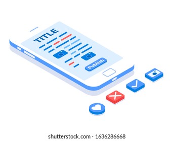 Modern Content Making vector isometric illustration. 