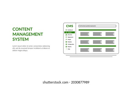 Modern content management system. CMS. Vector illustration.