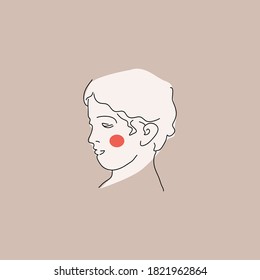 Modern continuous line art of ancient greek goddess statue with geometric shapes. Hand drawn illustration for design. Vector.