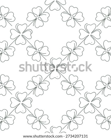 Modern continuous line art clover all over print pattern in a clean flat vector style. Designed on a white background for easy scaling and vector conversion, perfect for t-shirts, shirts, and fashion apparel.