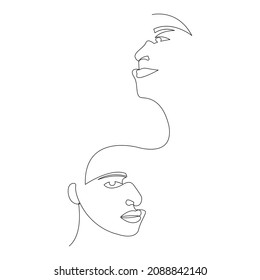 Modern continuous line art portrait. Face line art. Face drawing. Contemporary portrait. minimalist contour. Fashion concept. Vector illustration.