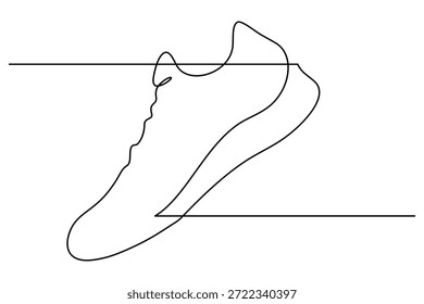 Obra de arte moderna de la línea continua de la zapatilla de deporte con los acentos geométricos de la línea, balance abstracto limpio del contorno, diseño minimalista elegante del calzado para la marca, los carteles, la decoración y los conceptos creativos de la moda