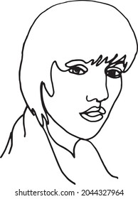Modern Continuous One Line Art. Woman Face Drawing. Trendy Minimal Print. Hand Drawn Female Portrait. 