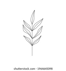 Modern continuous one line drawing art vector leaves botanical poster aesthetic contour. Perfect for Home Decor, Wall Art, Print Posters.