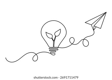 Dibujo de Arte vectorial de esbozo de bombilla de una línea continua moderna