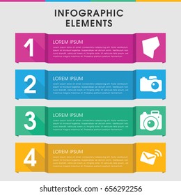 Modern contour infographic template. infographic design with contour icons includes camera, land territory. can be used for presentation, diagram, annual report, web design.