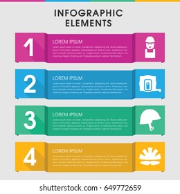 Modern contractor infographic template. infographic design with contractor icons includes measure tape. can be used for presentation, diagram, annual report, web design.