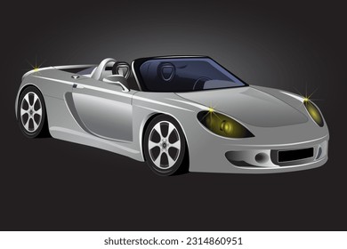 Modern convertible luxury car vector illustration. Black background.