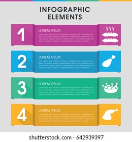 Modern cooked infographic template. infographic design with cooked icons includes chicken leg, meat leg. can be used for presentation, diagram, annual report, web design.