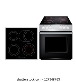 modern cooker with above view isolated on white