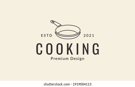 modern cooking frying pan lines logo design vector icon symbol illustration