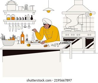 Modern Cooking and Kitchen Food Vector Illustration Featuring Chefs, Ingredients, and Home Cooking Scenes