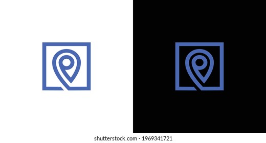 Modern and cool combination logo design of the letter P and pin area
