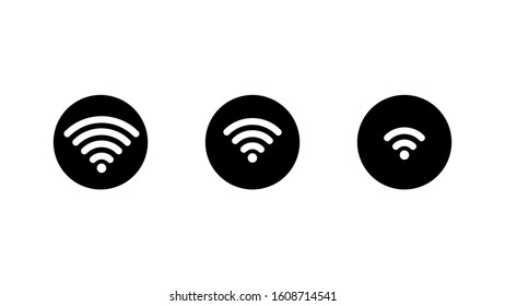 modern cool minimalist vector icon set signal wifi connection black illustration