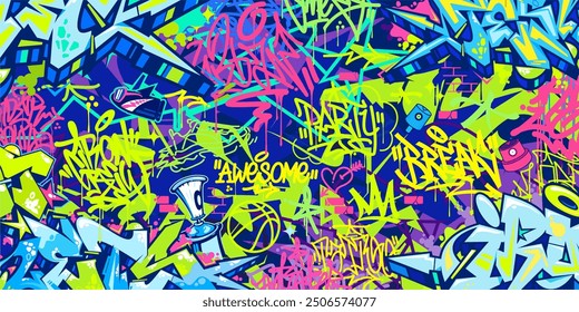 Modern Cool Trendy Abstract Hip Hop Urban Street Art Graffiti Style Vector Illustration Background