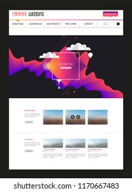 Modern cool website design template, with colorful abstract header design.
