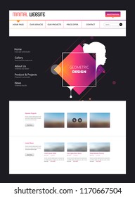 Modern cool website design template, with colorful abstract header design.