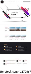 Modern cool website design template, with colorful abstract header design.