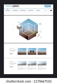 Modern cool website design template, with colorful abstract header design.