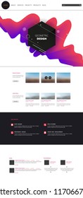 Modern cool website design template, with colorful abstract header design.