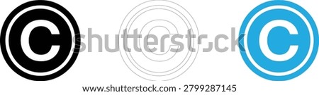 Modern copyright symbol icon variations isolated on transparent background, Vector