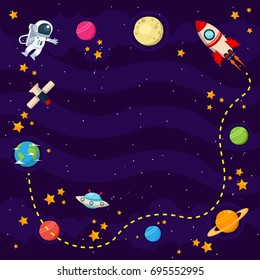 Modern Copyspace Banner Template Card Illustration - Space Theme