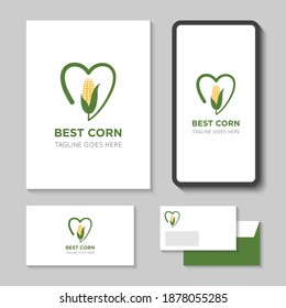 logotipo de la granja de maíz moderna e ilustración del vector de iconos mejor plantilla de diseño