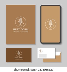 logotipo de la granja de maíz moderna e ilustración del vector de iconos mejor plantilla de diseño