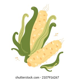 Modern corn in hand drawn style. Vector illustration