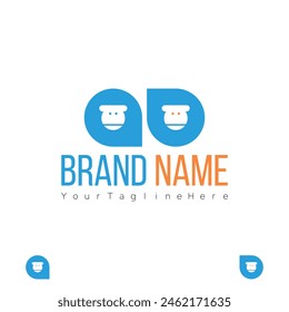 Modern corporate, abstract letter logo with people hand element, simple wings logo in letter, vector.