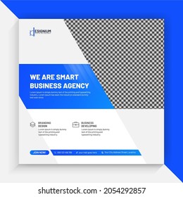 Modern corporate agency social media template, creative marketing agency social media post design vector