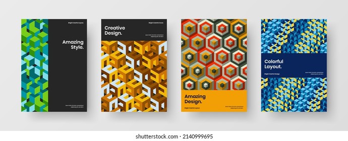Modern corporate brochure A4 vector design template composition. Original geometric shapes front page concept set.
